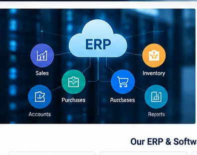 ERP software modules for sales, inventory, purchasing, accounts and reports