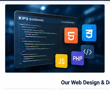 Web development interface with HTML, CSS, JavaScript and PHP technologies
